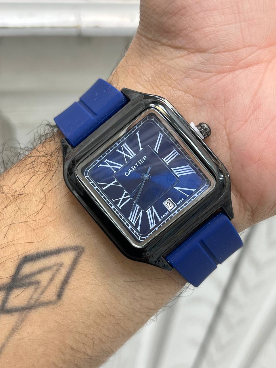 ساعت کارتیر مربعی بند مگنتی مردانه