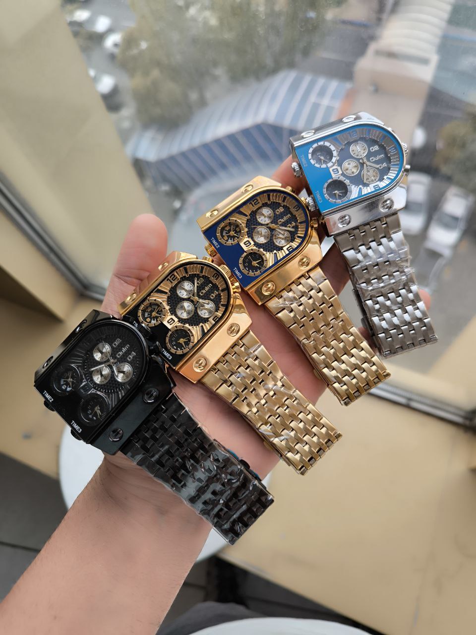 ساعت مردانه olum سه زمانه طرح سه موتوره با قفل ضامن دار